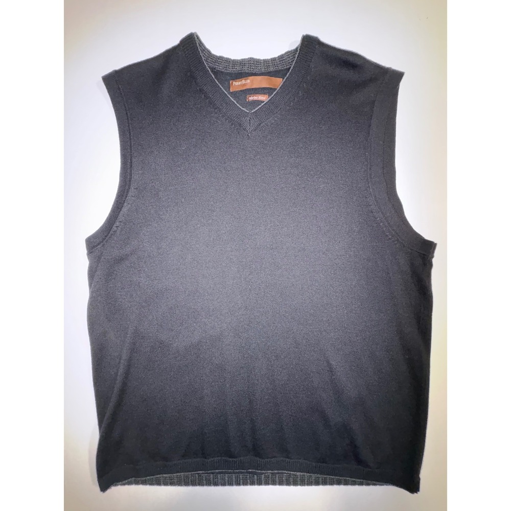 Perry Ellis Mens V Neck Merino Blend Sweater Vest Black Size L? - Picture 3 of 7